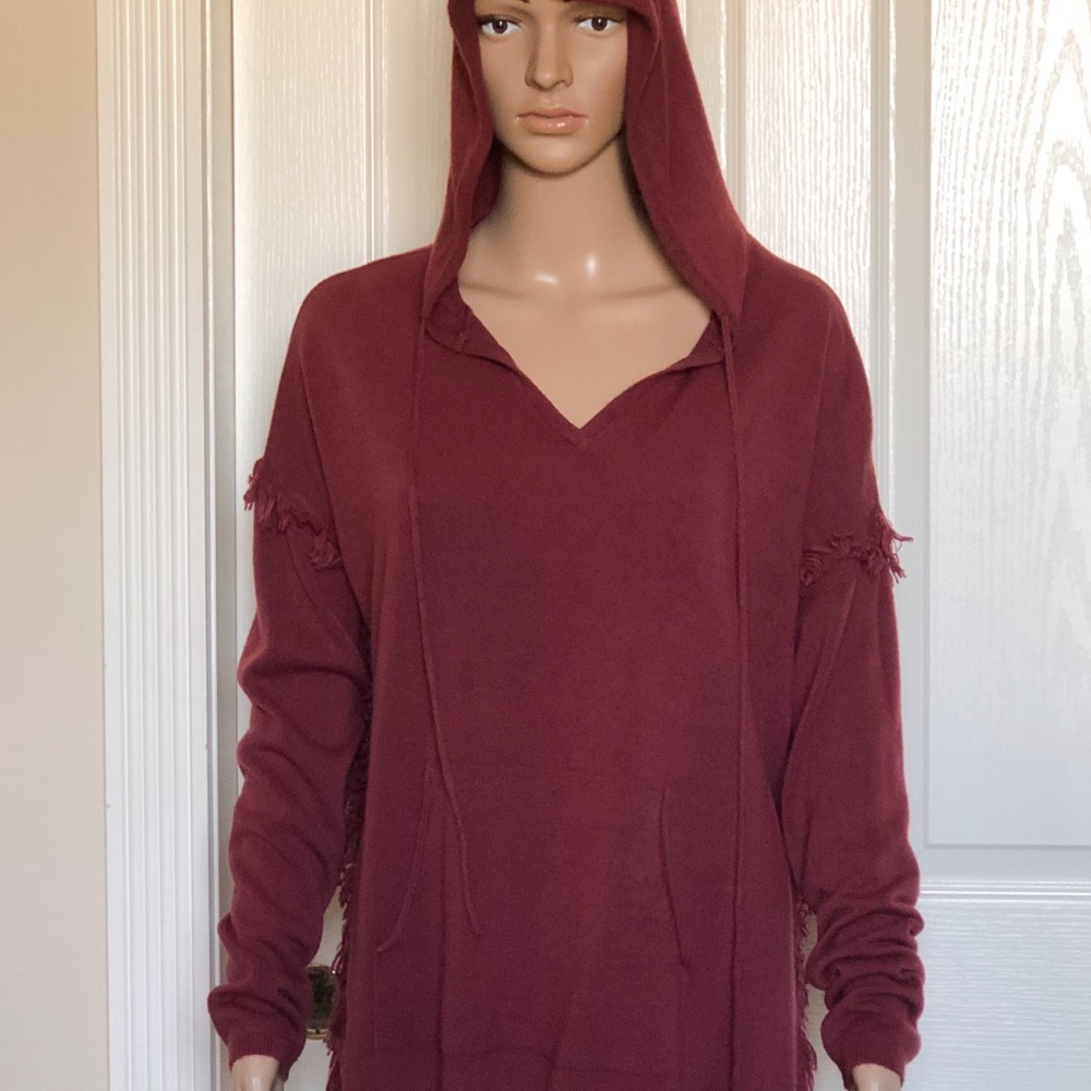 Fringed hooded shirt